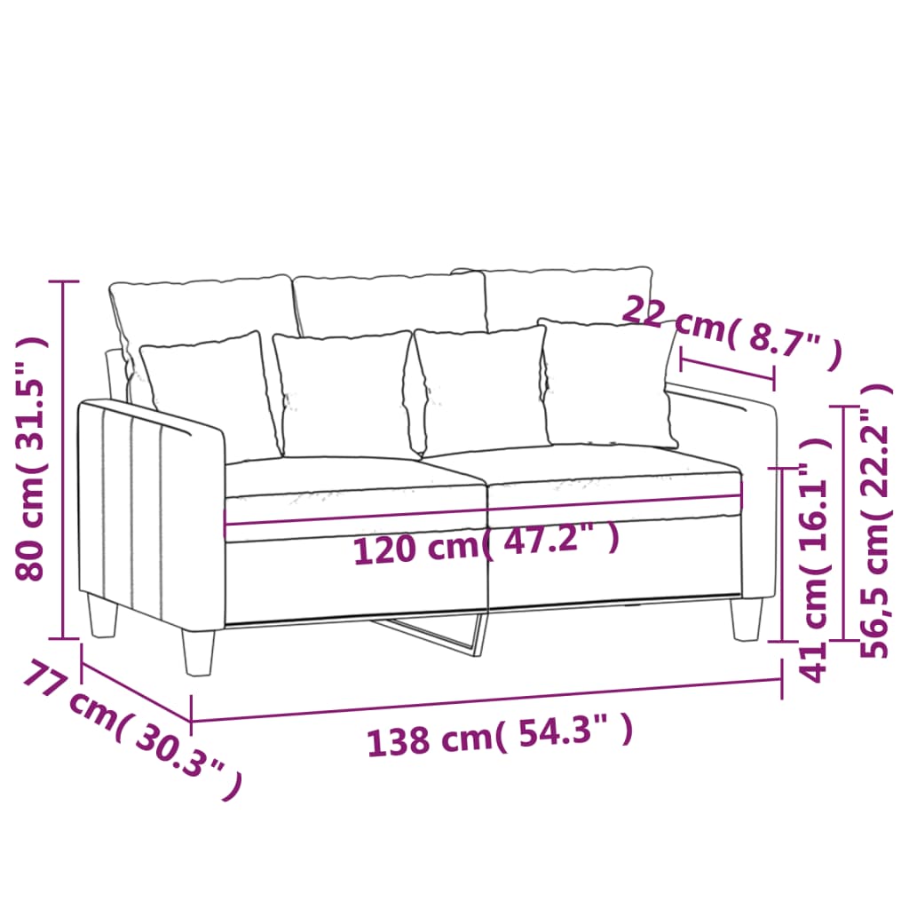 vidaXL 2-personers sofa 120 cm stof cremefarvet