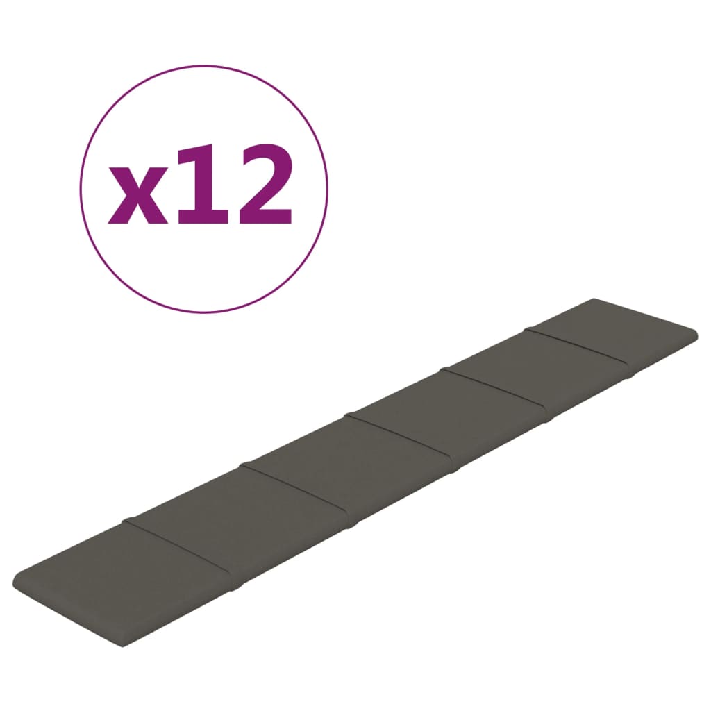 vidaXL vægpaneler 12 stk. 90x15 cm 1,62 m² fløjl mørkegrå