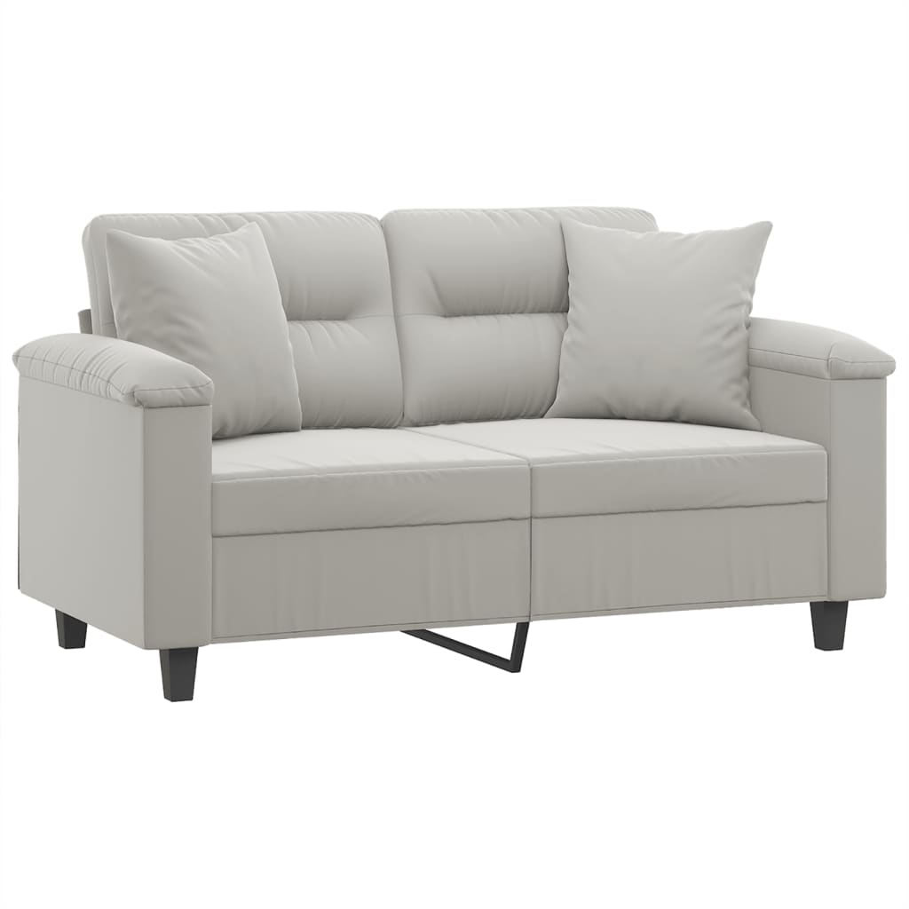 vidaXL 2-personers sofa med puder 120 cm mikrofiberstof lysegrå