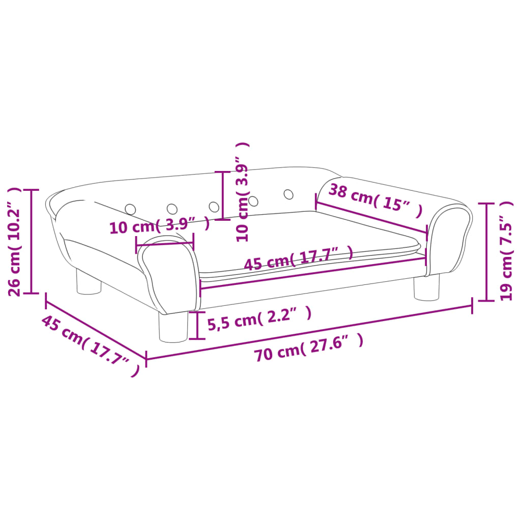 vidaXL sofa til børn 70x45x26 cm velour mørkegrå