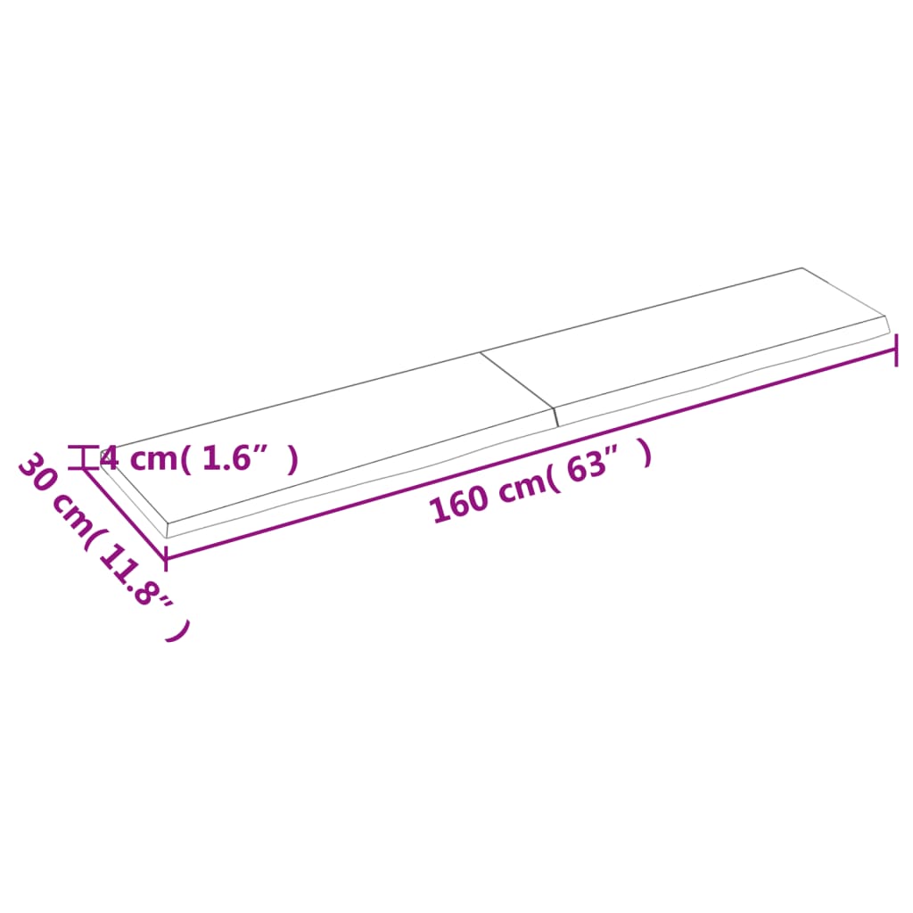 vidaXL væghylde 160x30x(2-4) cm behandlet massivt egetræ lysebrun