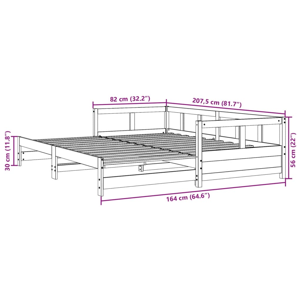 vidaXL daybed uden madras 80x200 cm massivt fyrretræ gyldenbrun