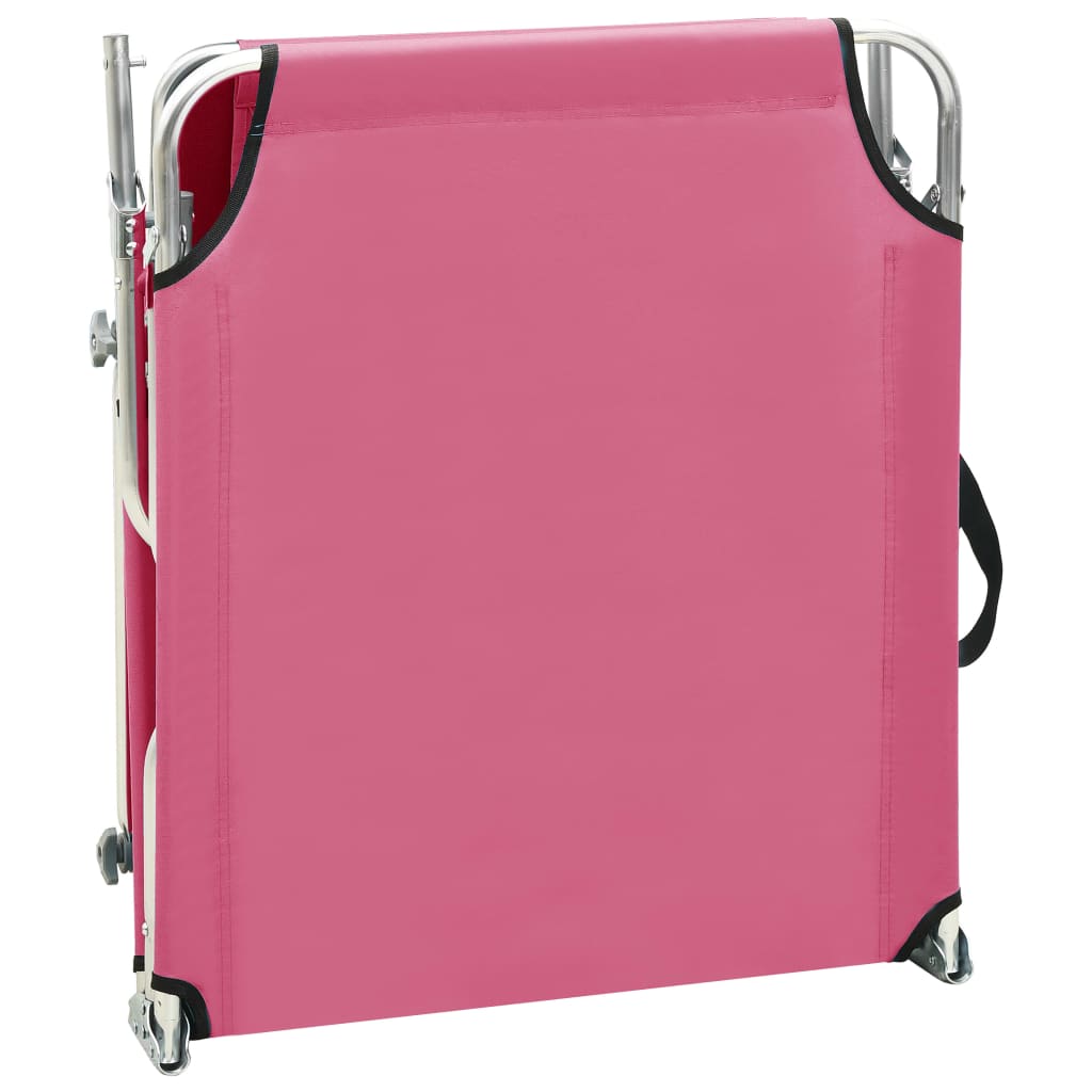 vidaXL foldbar liggestol med baldakin aluminium pink