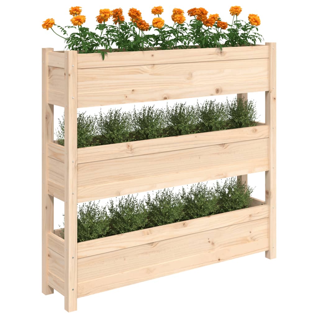 vidaXL plantekasse 112x25x104,5 cm massivt fyrretræ