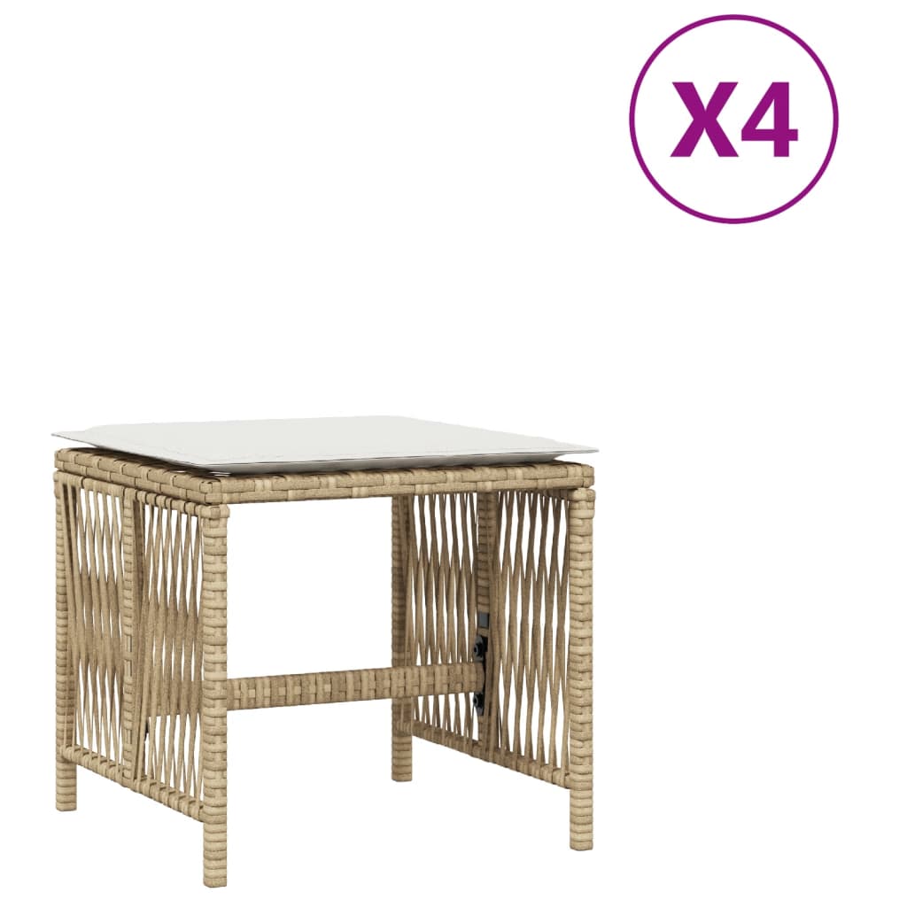 vidaXL haveskamler 4 stk. med hynder 41x41x36 cm polyrattan beige