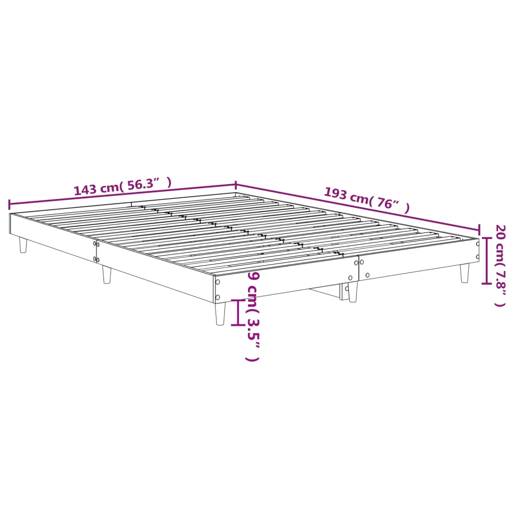 vidaXL sengeramme 140x190 cm uden madras konstrueret træ sonoma-eg