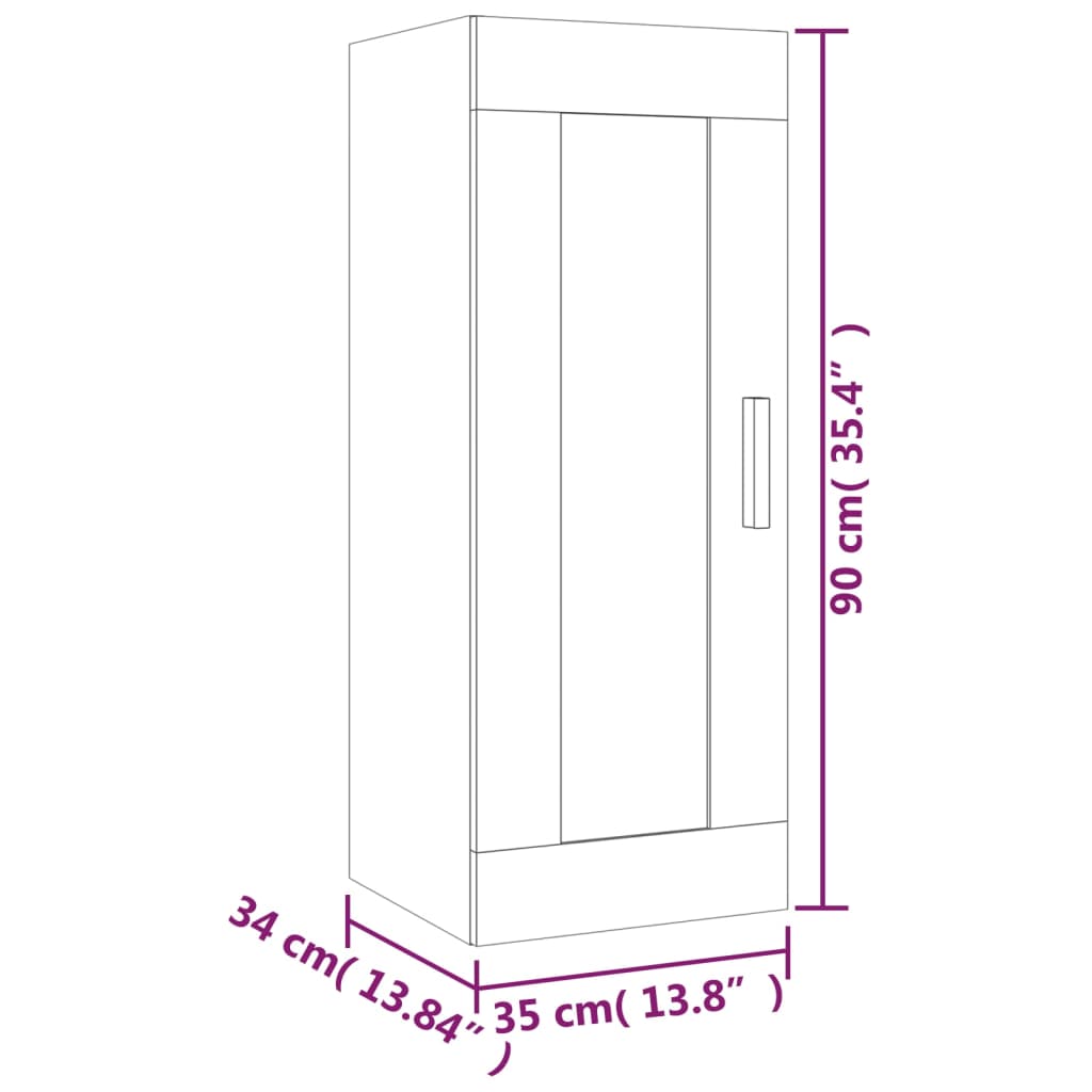 vidaXL vægskab 35x34x90 cm konstrueret træ brun egetræsfarve