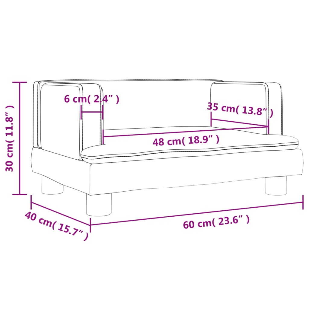 vidaXL sofa til børn 60x40x30 cm kunstlæder cremefarvet