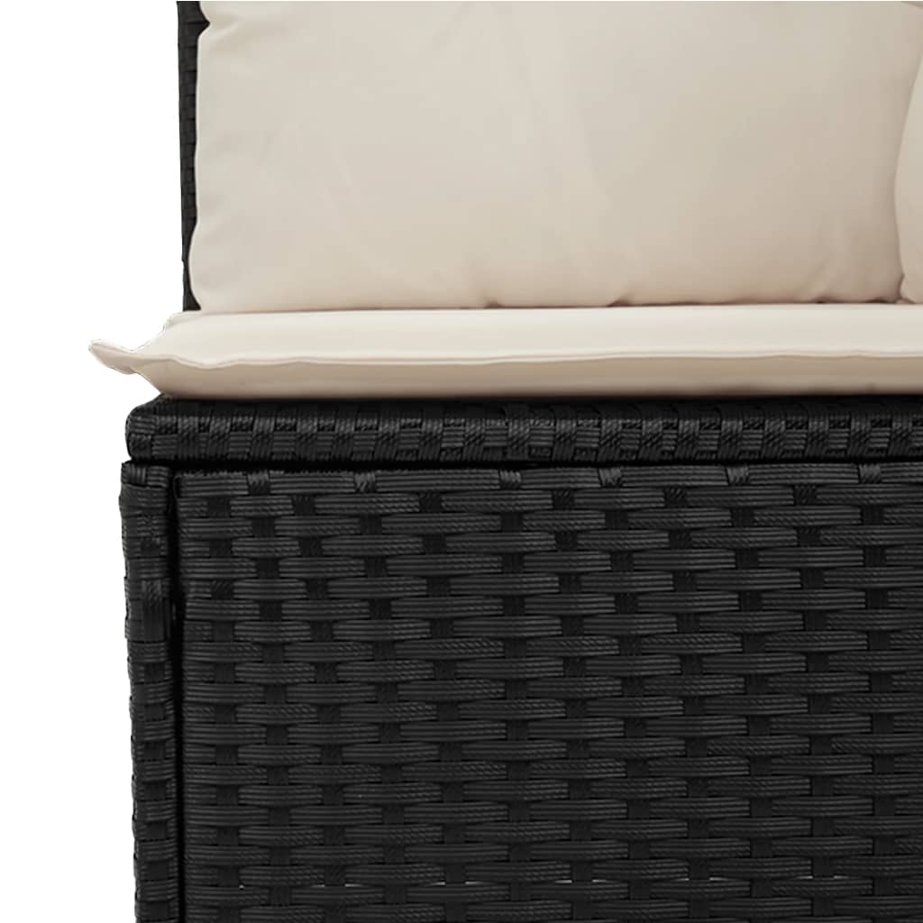 vidaXL 3-personers havesofa med hynder polyrattan sort