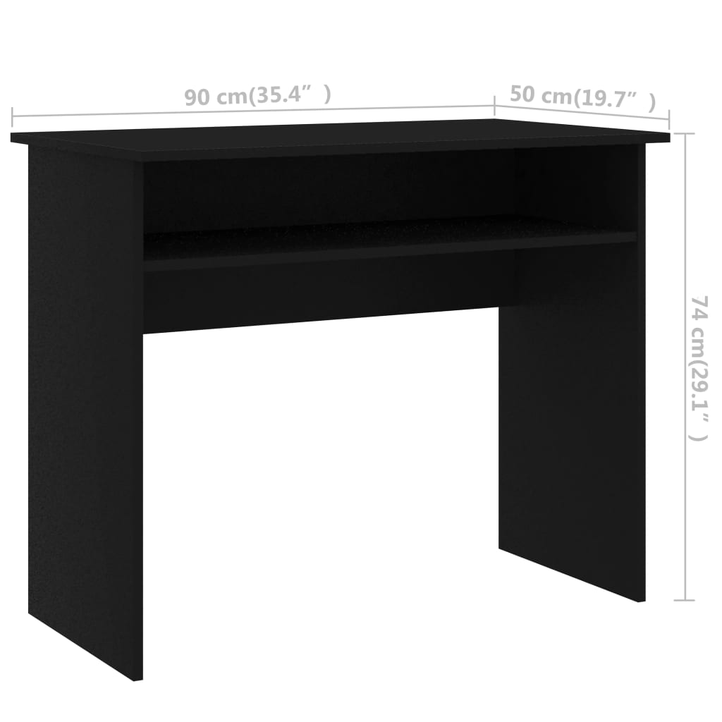 vidaXL skrivebord 90x50x74 cm konstrueret træ sort