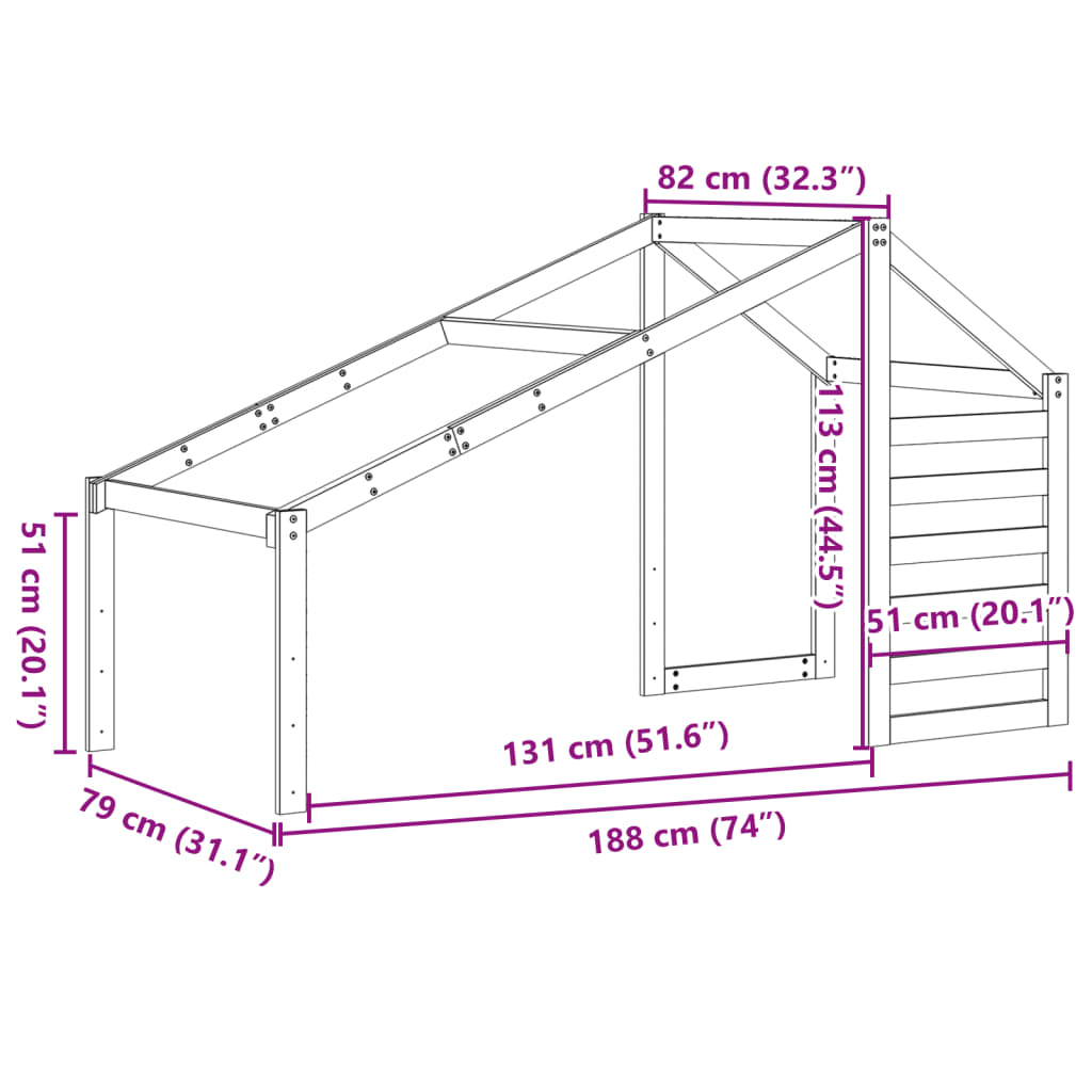 vidaXL stel til husseng 188x82x113 cm massivt fyrretræ gyldenbrun