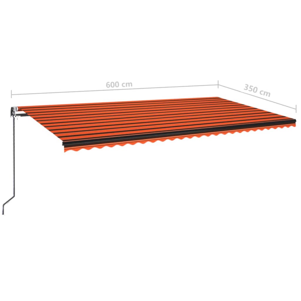 vidaXL markise 600x350 cm automatisk betjening orange og brun