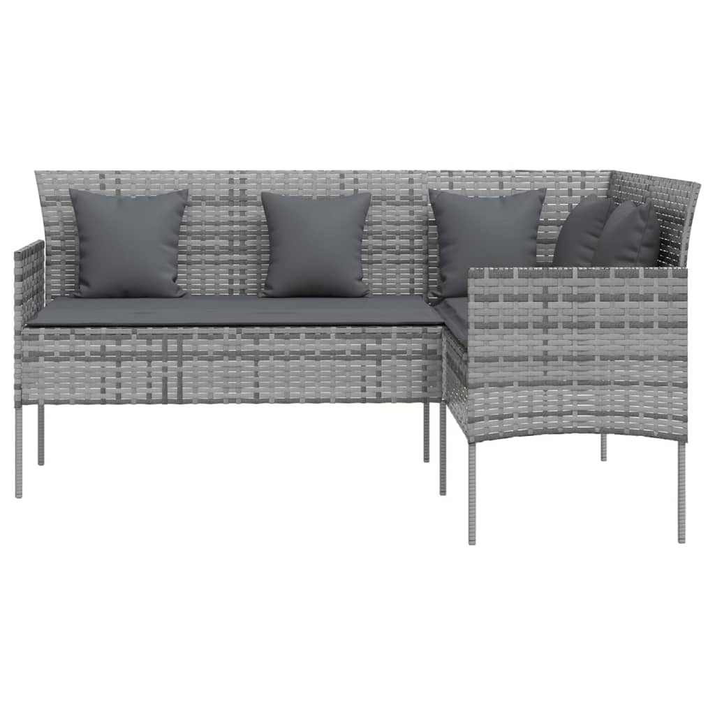 vidaXL L-formet sofa med hynder polyrattan grå