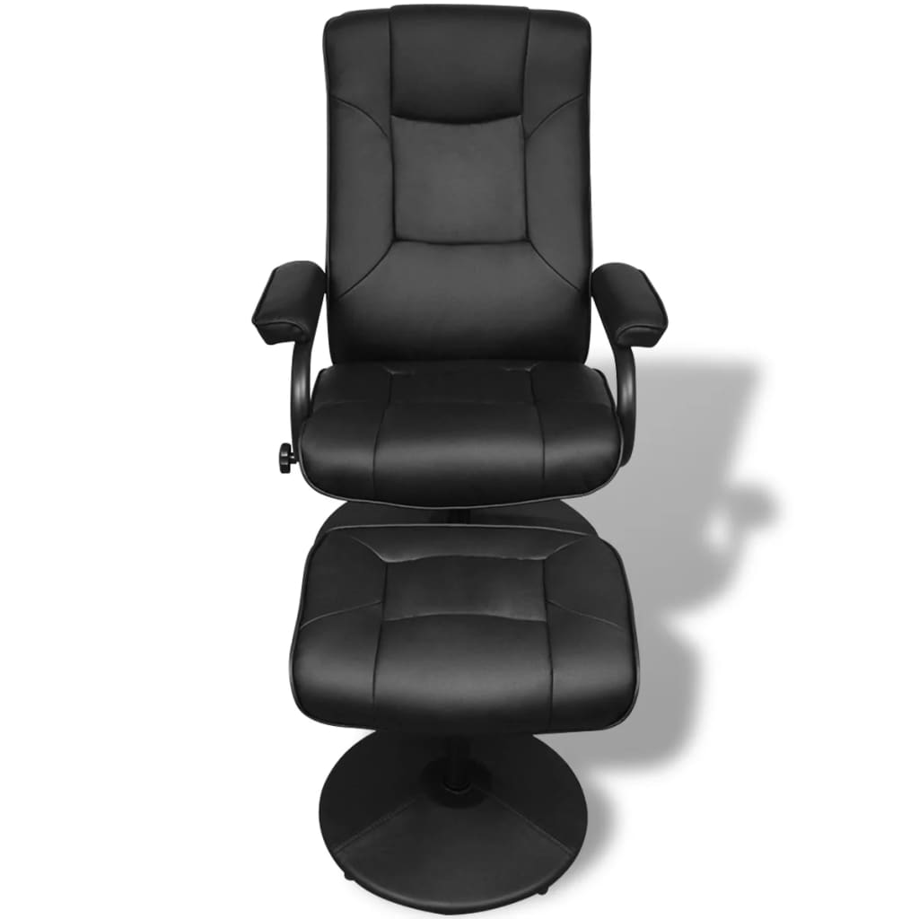 vidaXL tv-stol med fodskammel sort kunstlæder