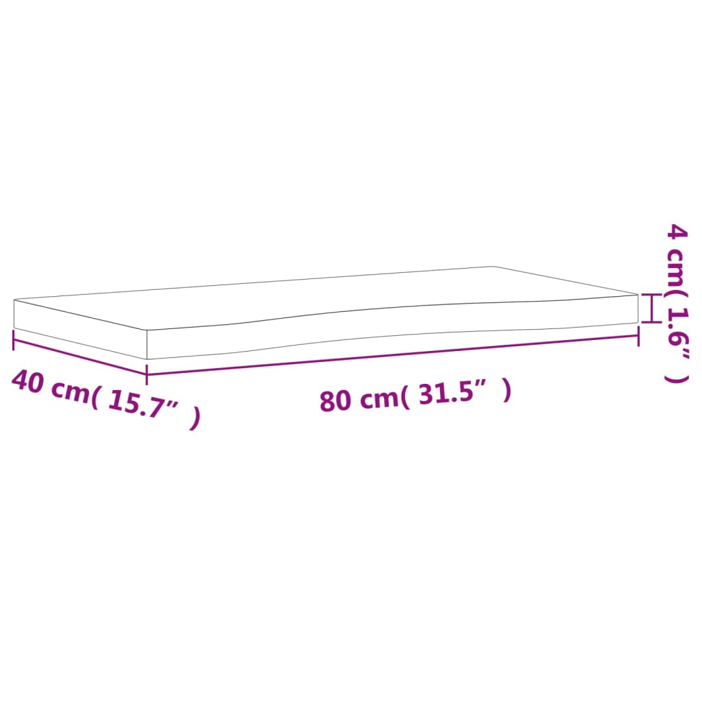 vidaXL skrivebordsplade 80x(36-40)x4 cm massivt bøgetræ