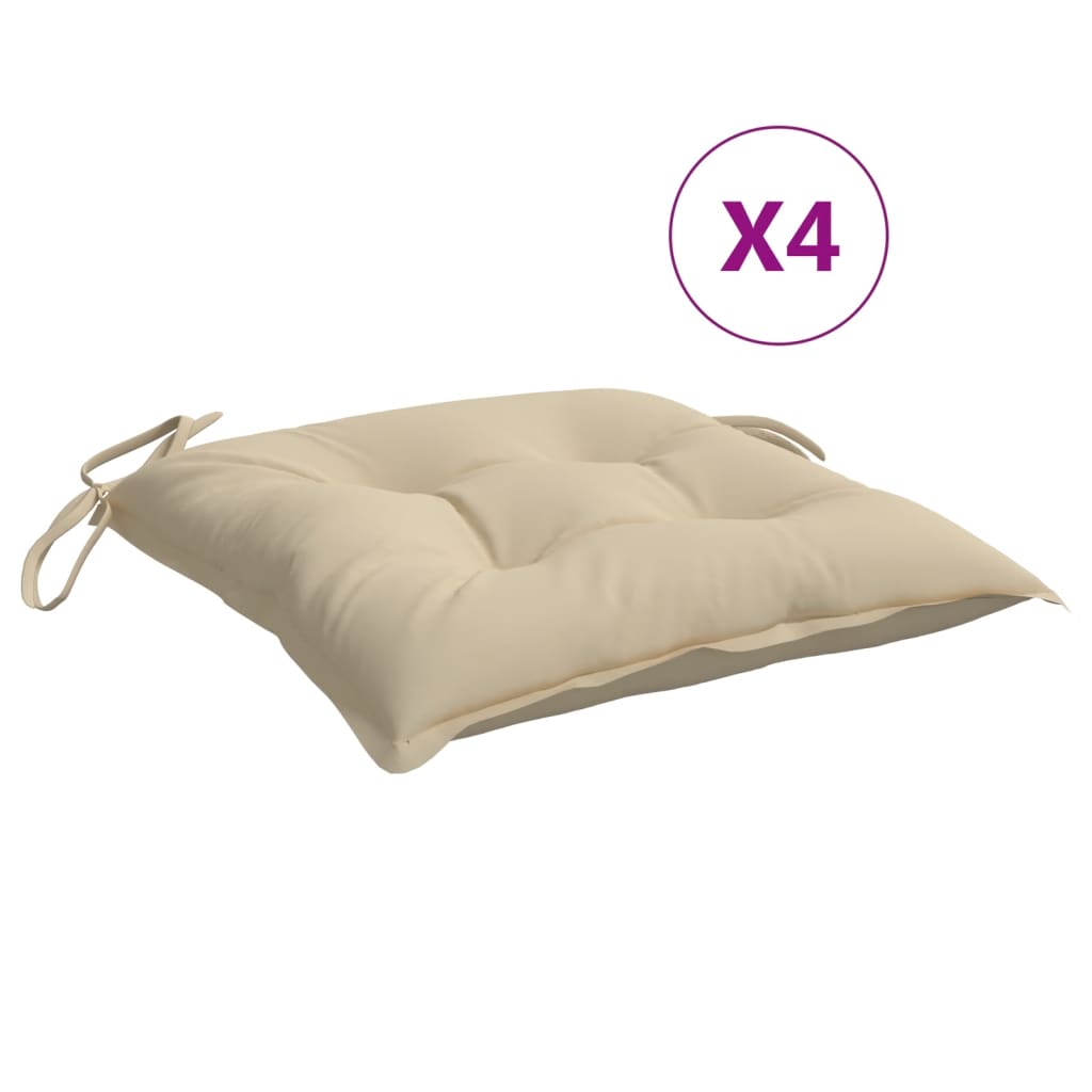 vidaXL stolehynder 4 stk. 40x40x7 cm oxfordstof beige