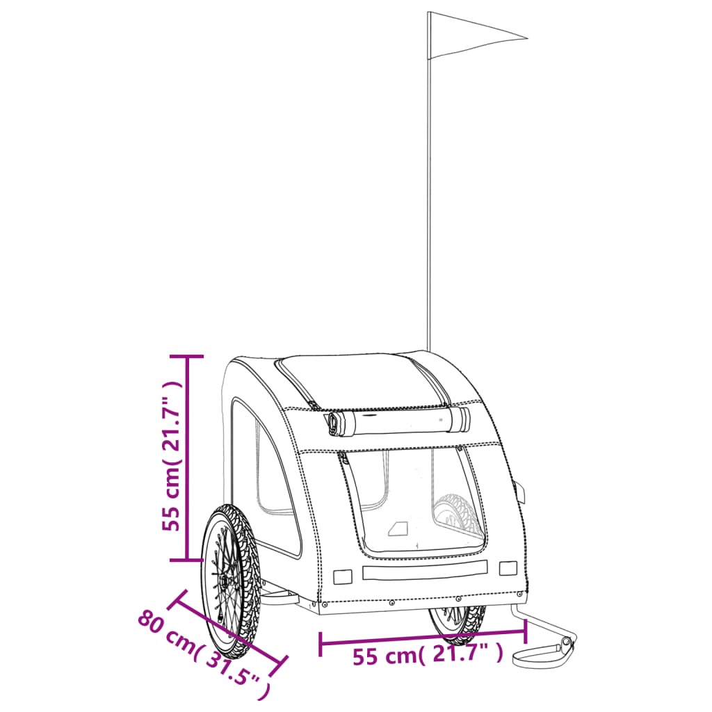 vidaXL cykeltrailer til kæledyr oxfordstof og jern sort
