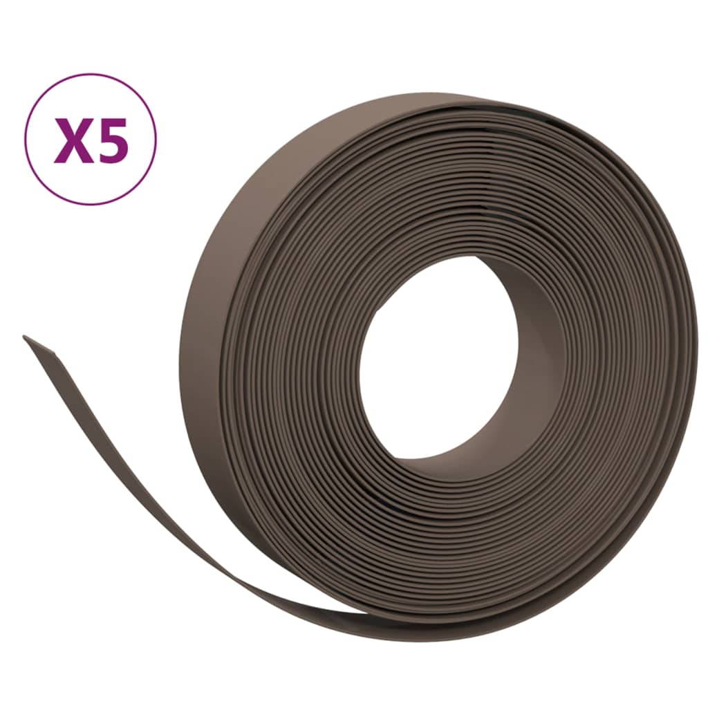vidaXL græskanter 5 stk. 10 m 10 cm polyethylen brun