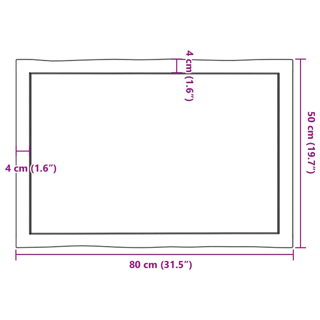 vidaXL bordplade 80x50x(2-4) cm naturlig kant behandlet træ lysebrun