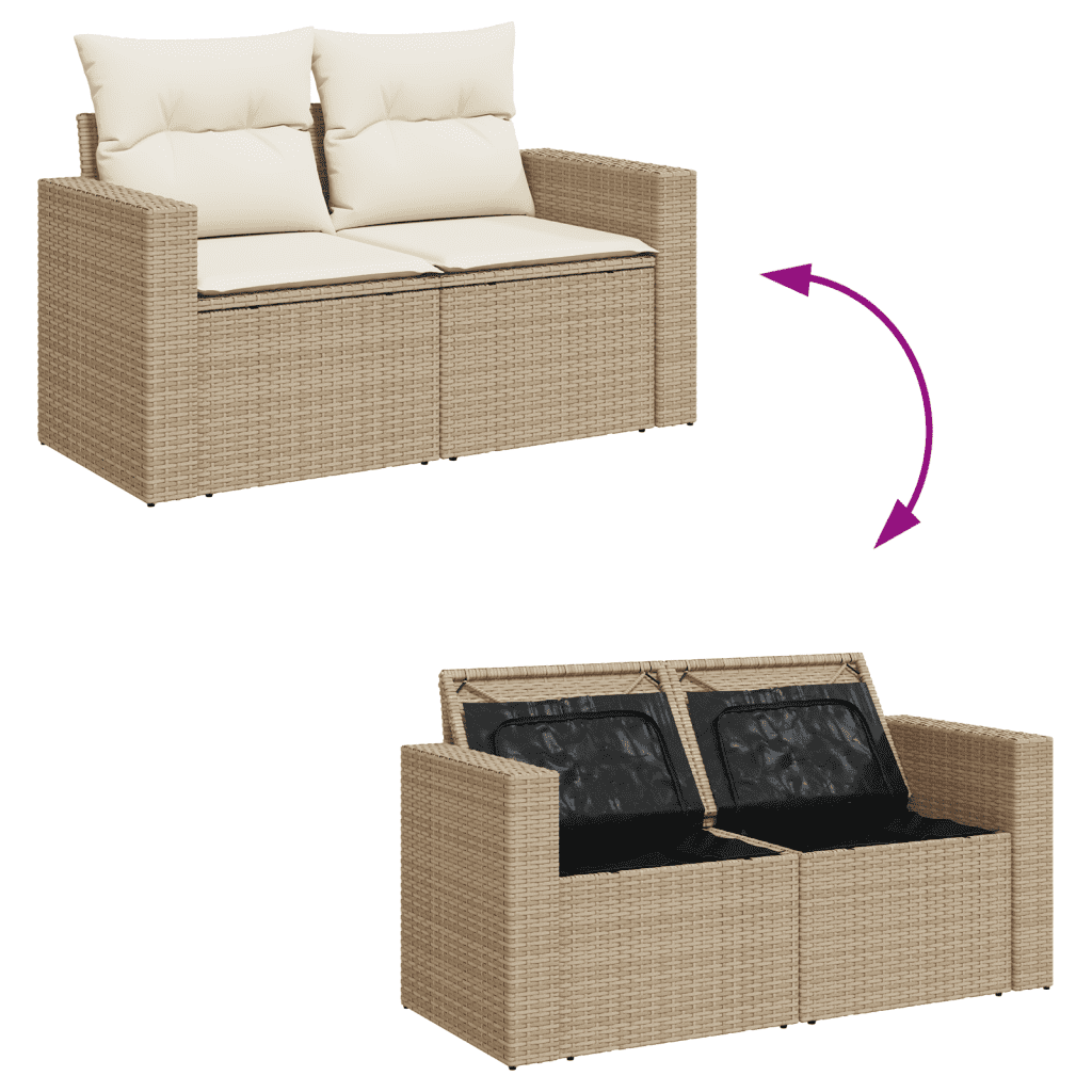 vidaXL sofasæt til haven 10 dele med hynder polyrattan beige