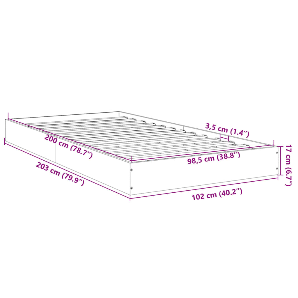 vidaXL sengeramme 100x200 cm uden madras konstrueret træ røget eg