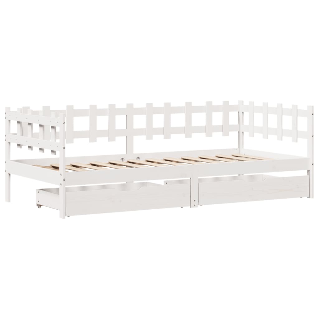 vidaXL daybed med skuffer 90x190 cm massivt fyrretræ hvid