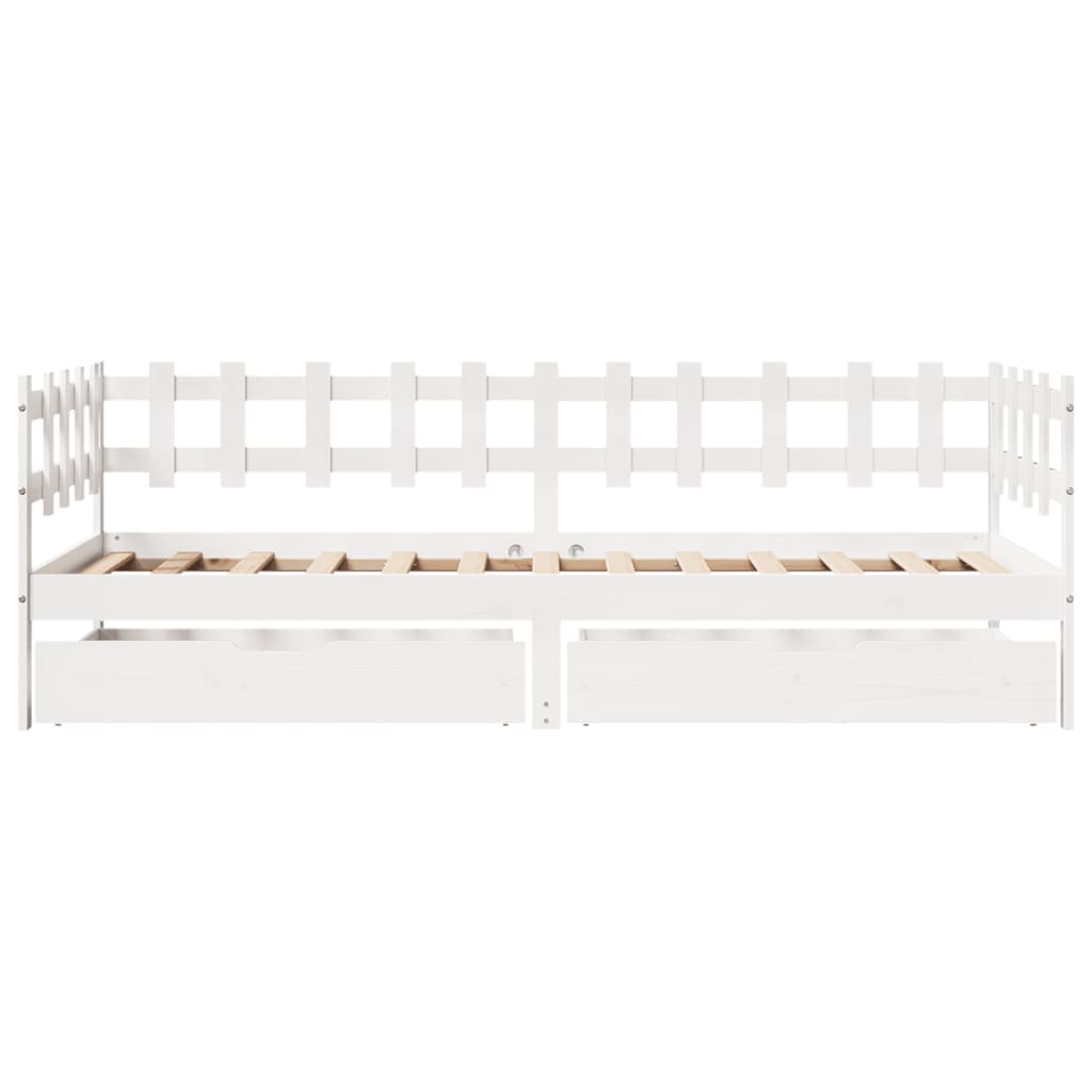 vidaXL daybed med skuffer 90x200 cm massivt fyrretræ hvid