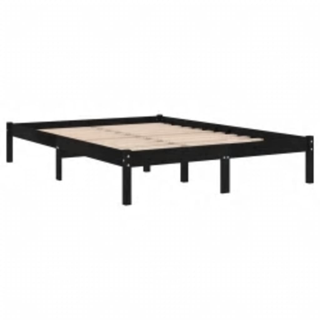 vidaXL sengeramme 150x200 cm King Size massivt træ sort