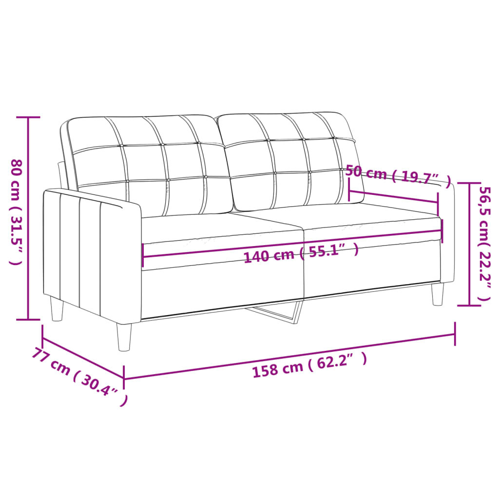 vidaXL 2-personers sofa 140 cm stof lysegul