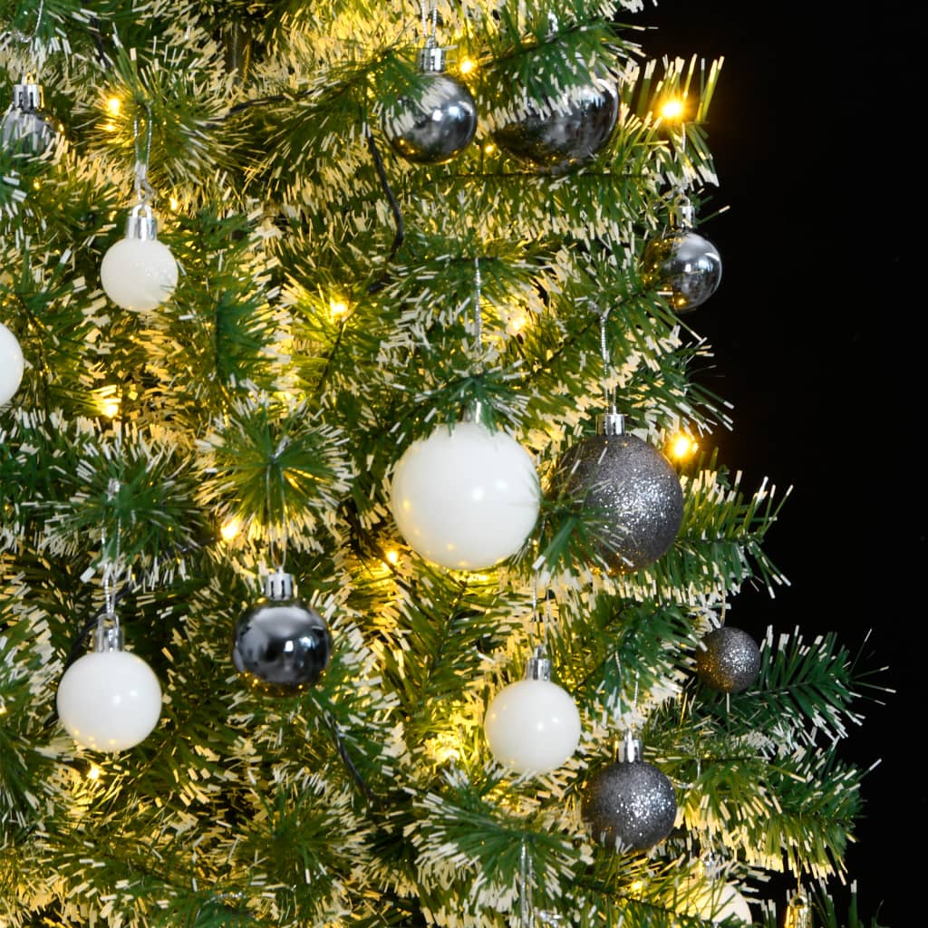 vidaXL kunstigt juletræ med 300 LED'er + sne og kuglesæt 210 cm