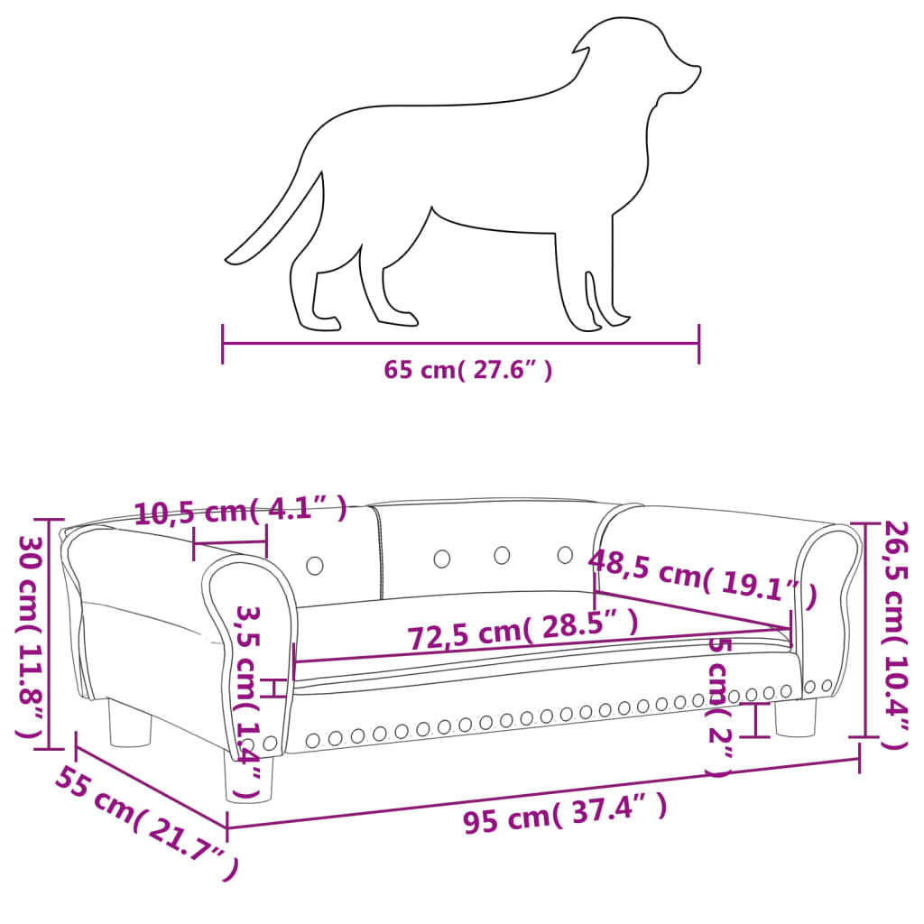 vidaXL hundeseng 95x55x30 cm kunstlæder cappuccinofarvet