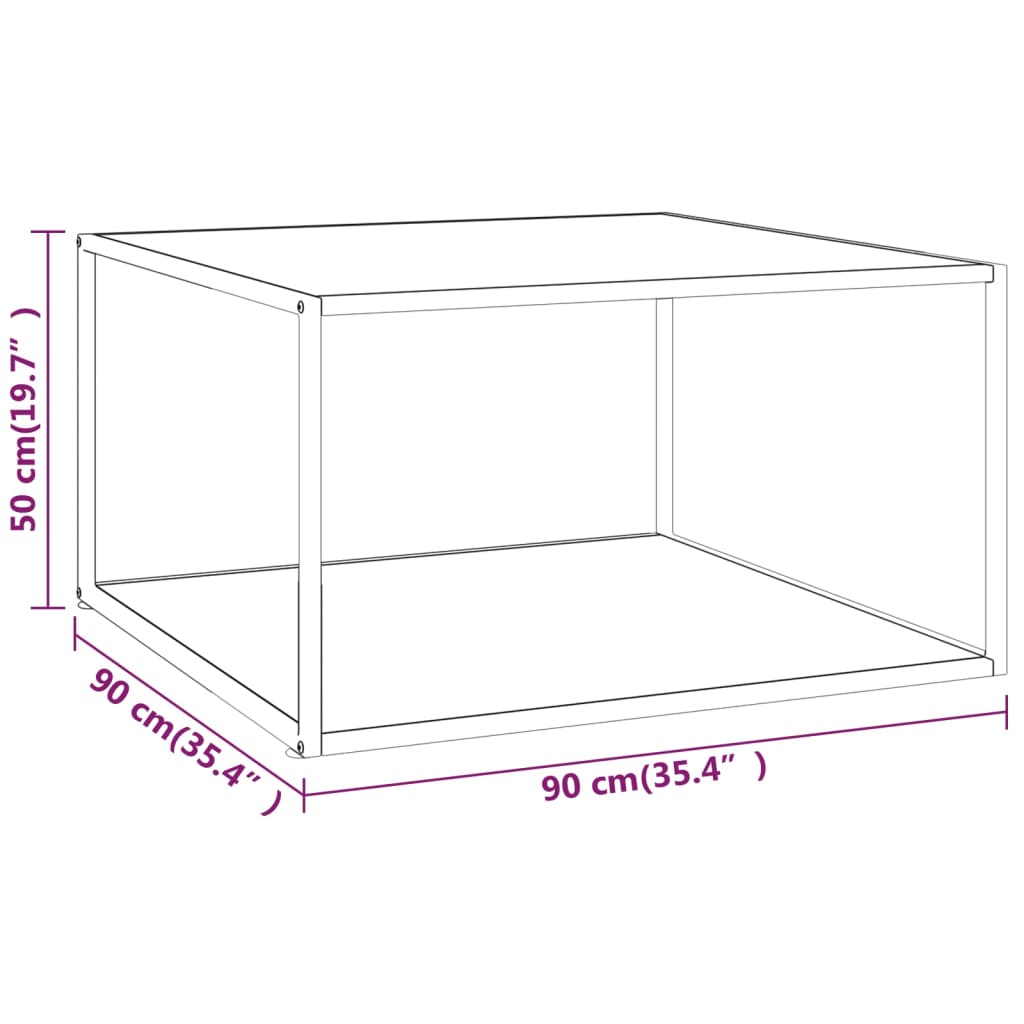 vidaXL sofabord 90x90x50 cm hvidt marmorglas sort