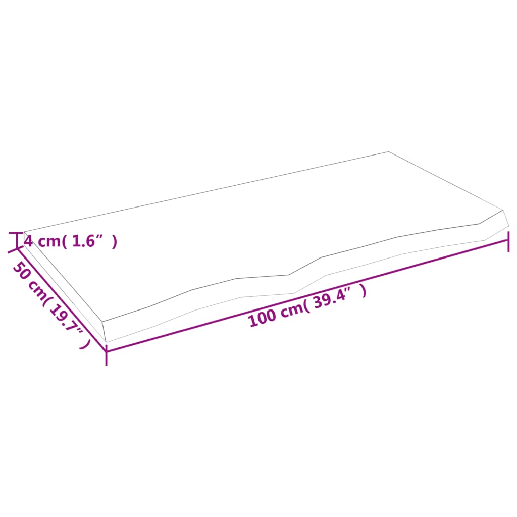 vidaXL bordplade til badeværelse 100x50x(2-4) cm massivt træ mørkebrun