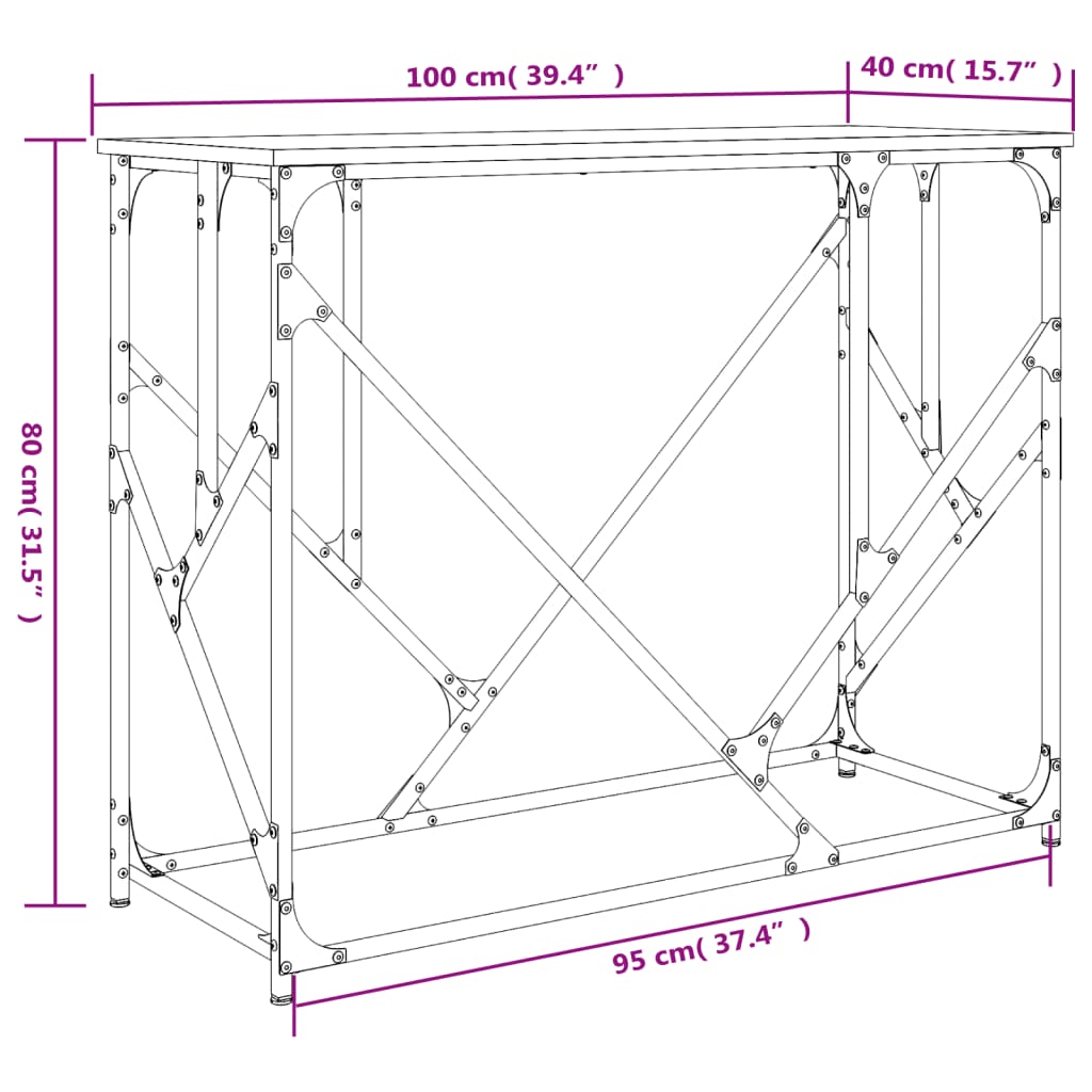 vidaXL konsolbord 100x40x80 cm konstrueret træ sort