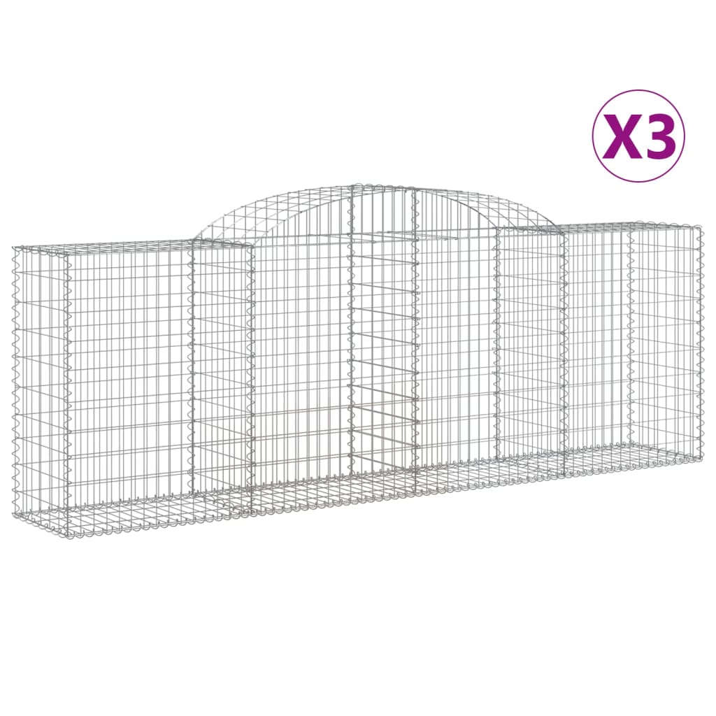 vidaXL buede gabionkurve 3 stk. 300x50x100/120 cm galvaniseret jern