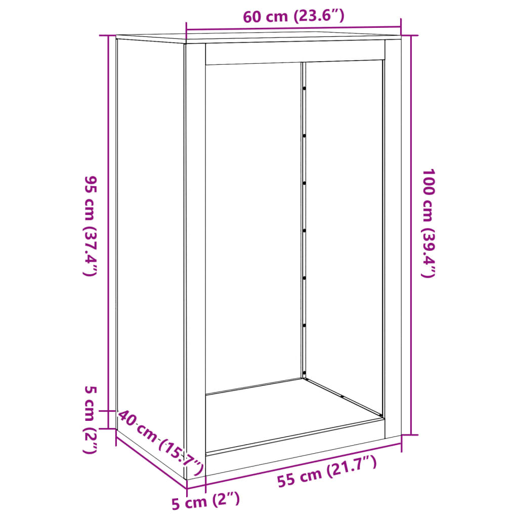 vidaXL brændestativ 60x40x100 cm cortenstål