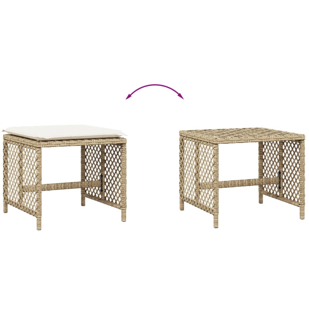 vidaXL haveskamler 4 stk. med hynder 41x41x36 cm polyrattan beige