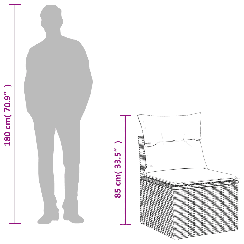 vidaXL sofaesæt til haven 7 dele med hynder polyrattan grå