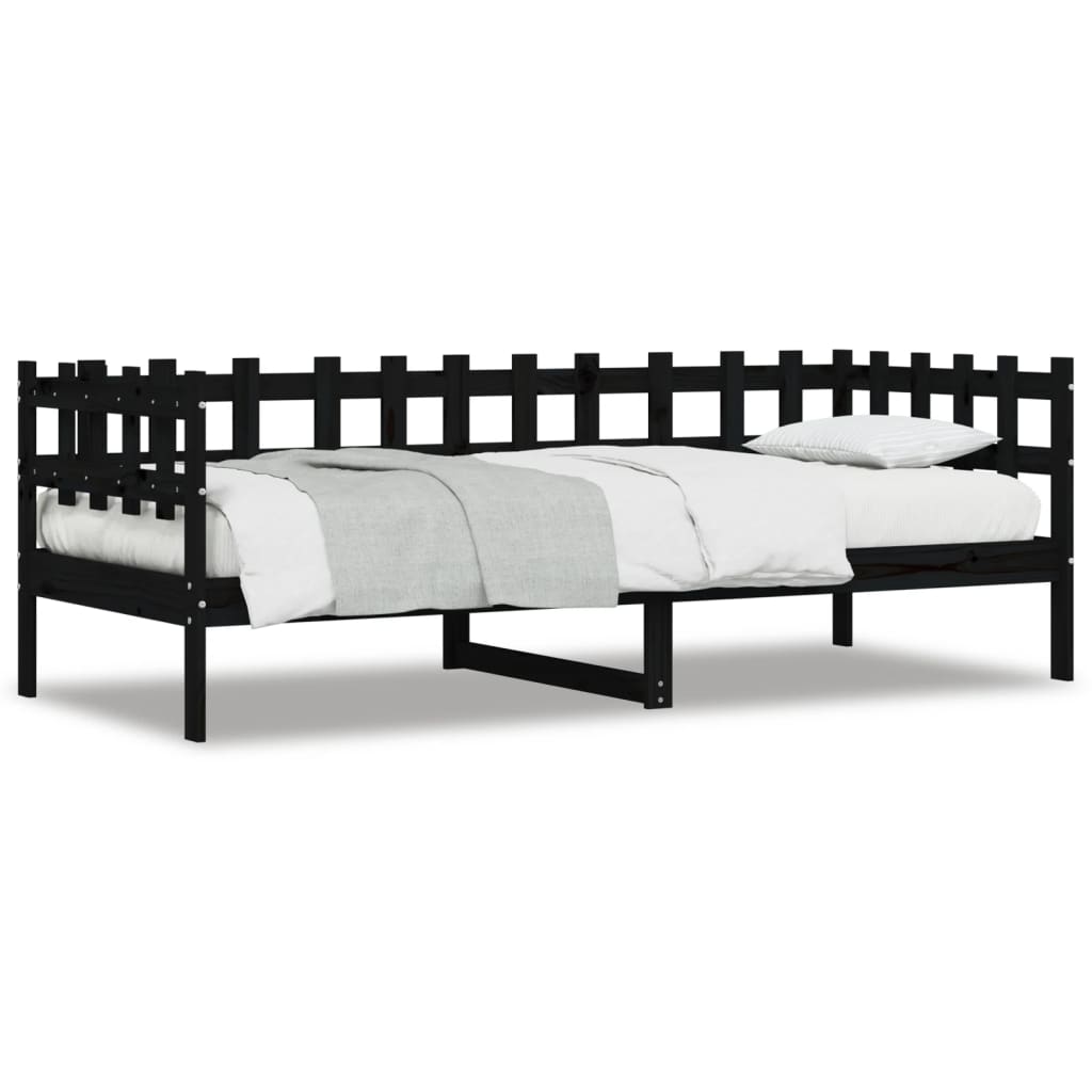 vidaXL daybed 90x190 cm massivt fyrretræ sort