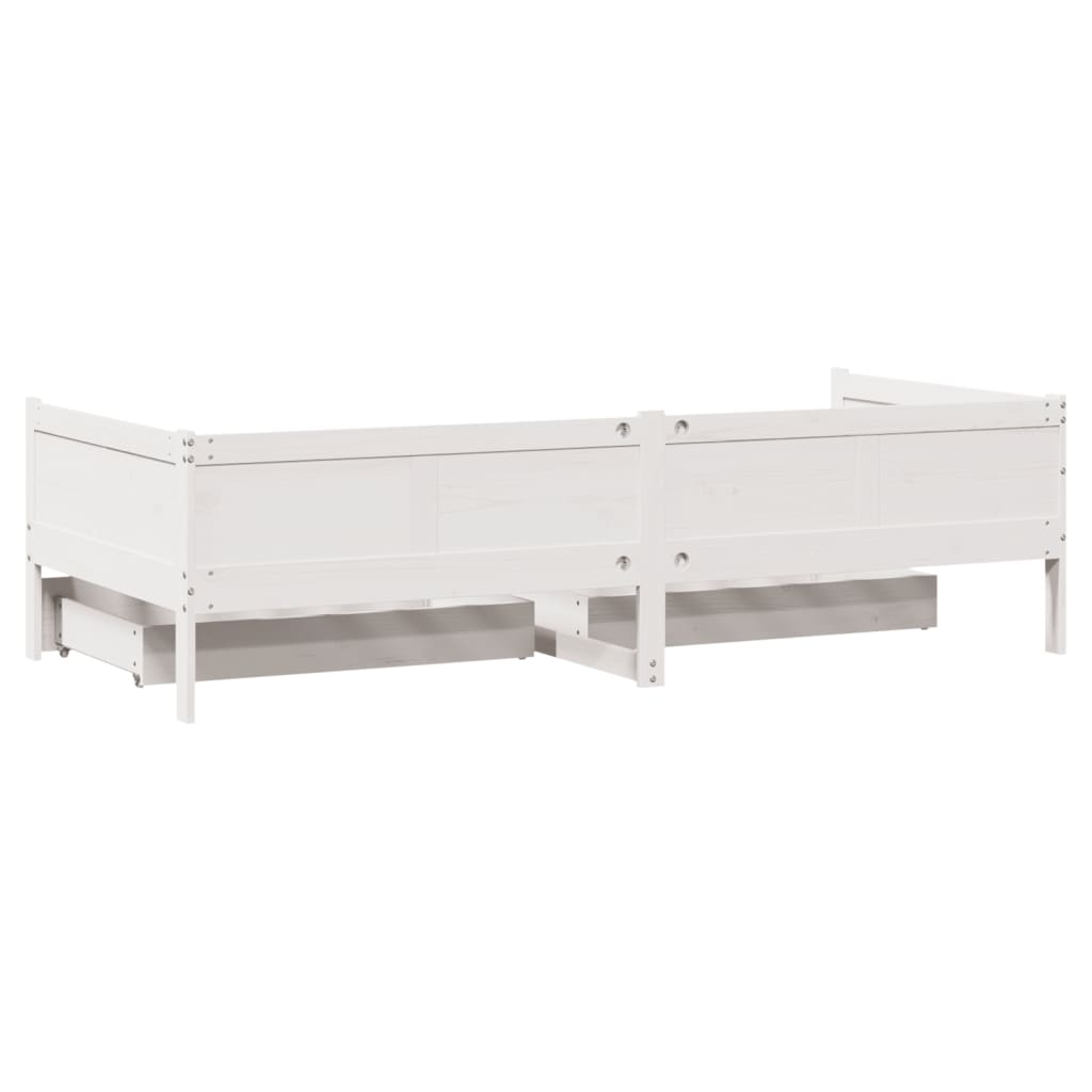 vidaXL daybed med skuffer 90x190 cm massivt fyrretræ hvid