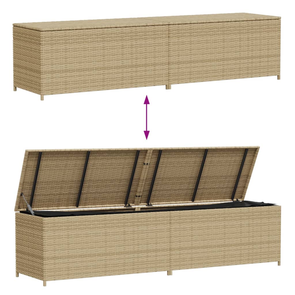 vidaXL opbevaringsboks til haven 469 l polyrattan beige