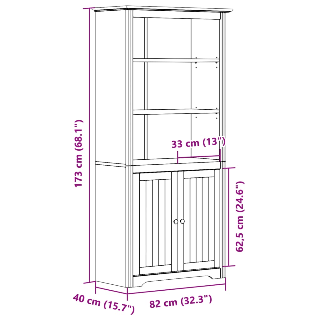 vidaXL bogreol BODO 82x40x173 cm massivt fyrretræ hvid og brun