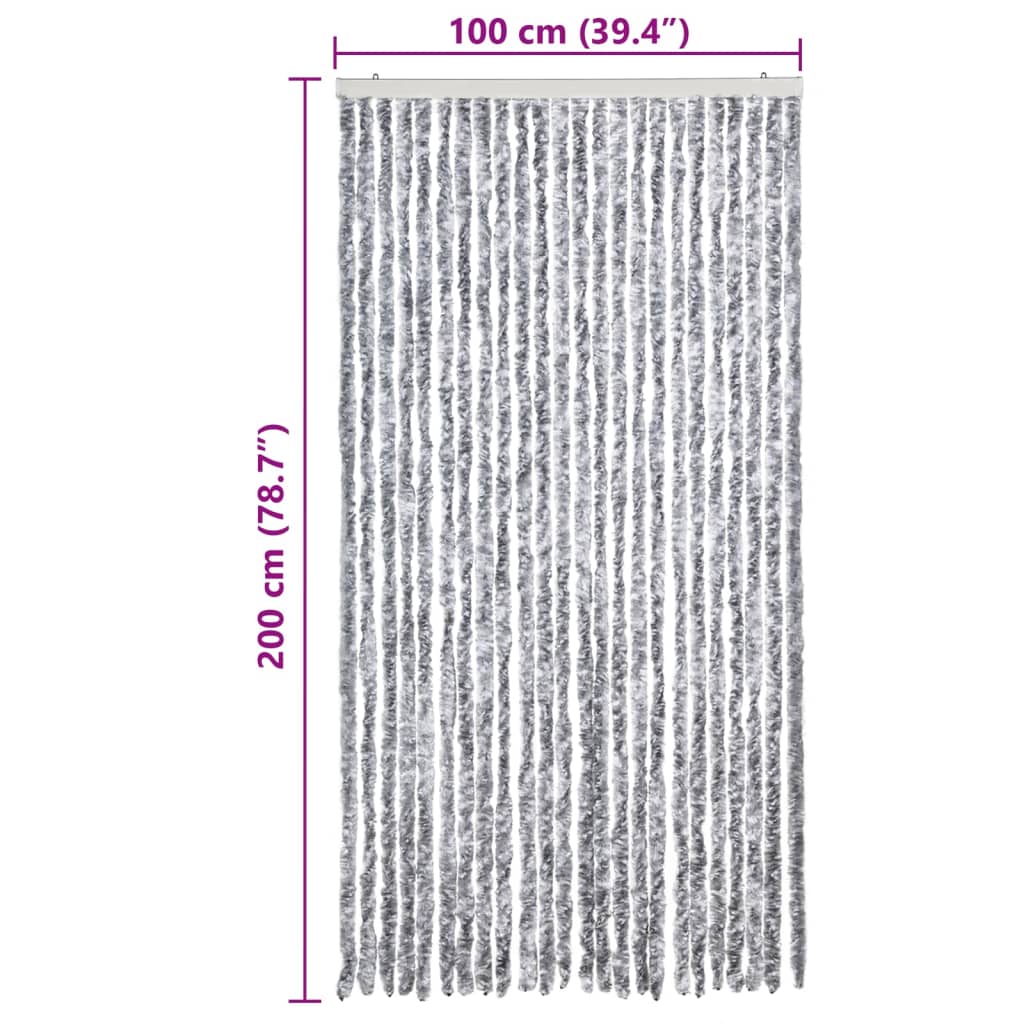 vidaXL flueforhæng 100x200 cm chenille grå og hvid