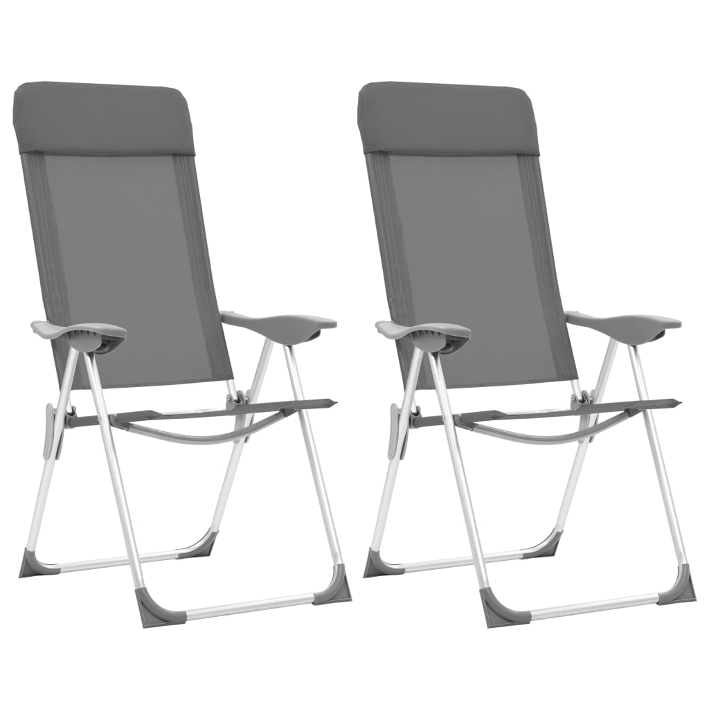 vidaXL foldbare campingstole 2 stk. aluminium grå