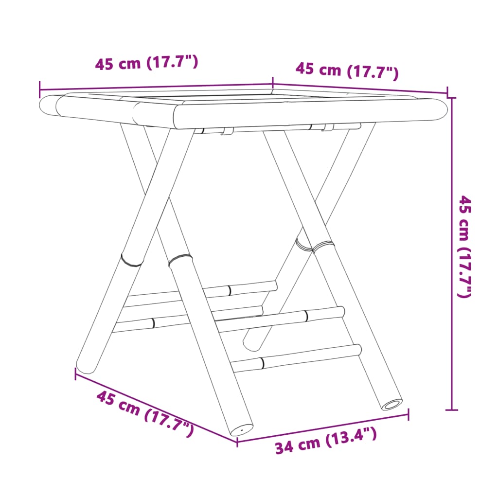 vidaXL foldbart havebord 45x45x45 cm bambus