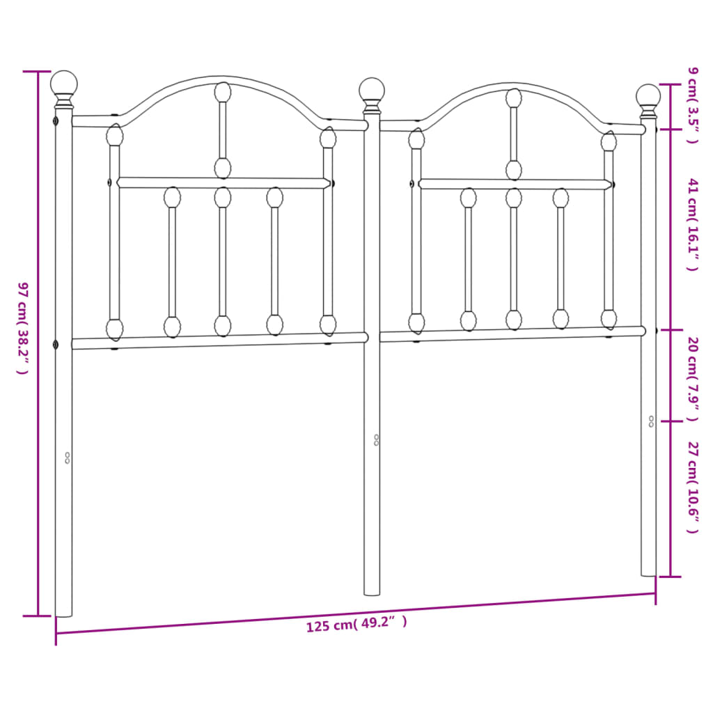 vidaXL sengegavl 120 cm metal hvid