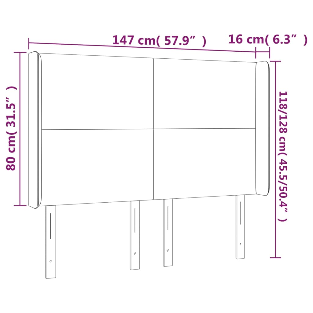 vidaXL sengegavl med kanter 147x16x118/128 cm kunstlæder cappuccino