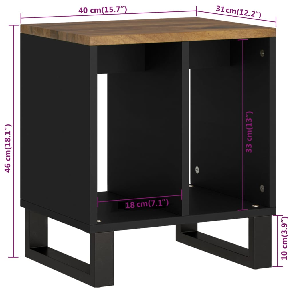 vidaXL sidebord 40x31x46 cm massivt mangotræ og konstrueret træ