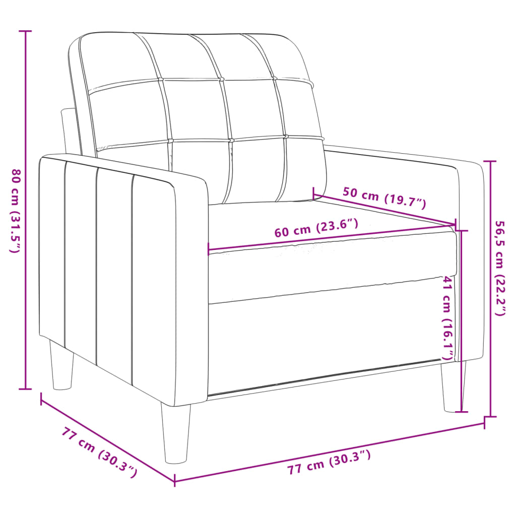 vidaXL lænestol 60 cm velour mørkegrå