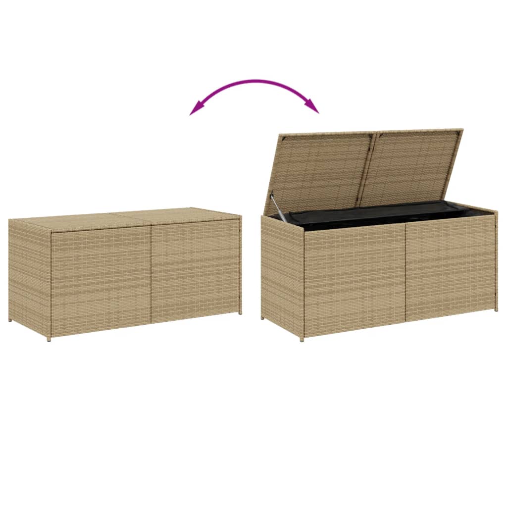 vidaXL opbevaringsboks til haven 283 l polyrattan beige